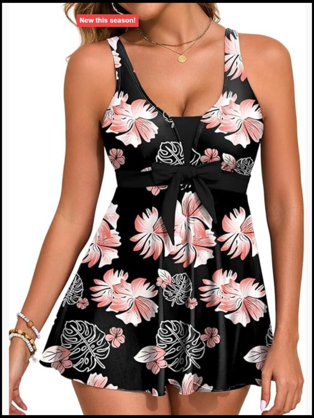 Two Piece Tankini Swimsuits Tummy Control Swim Dress High Waisted Boyshort with